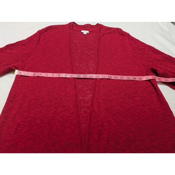 J. Jill Cardigan XL Tall Linen Cotton Red Knit Open Front Tunic Beachy Casual - Picture 7 of 9
